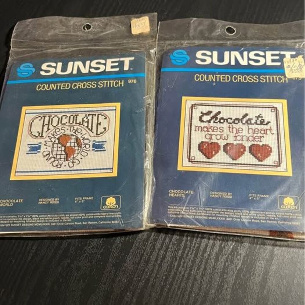 Sunset Counted Cross Stitch Kits by Nancy Rossi - Chocolate World & Chocolate He